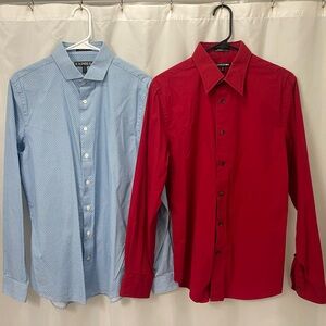 Express Dress Shirts Red and Blue Formal Cotton